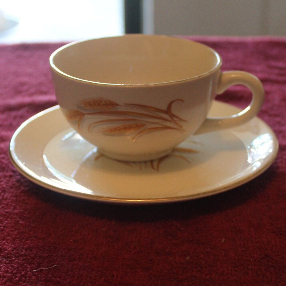 Vintage Homer Laughlin Golden Wheat Cup and saucer set